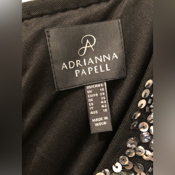 Adrianna Papell Beaded Cap Sleeve Gown, Black, size 6 US,Formal Long Dress, maxi - Picture 5 of 8